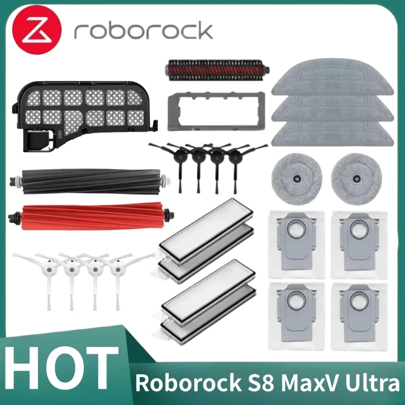 

Roborock S8 MaxV Ultra Accessories Robot Vacuum Cleaner Main Side Brush Hepa Filter Mop Dust Bags Spare Parts