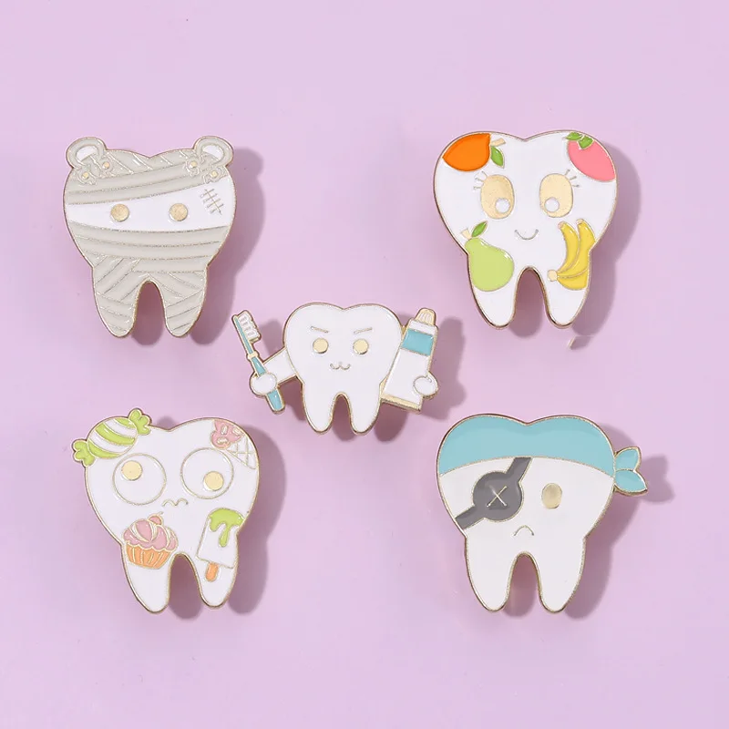 toothbrush tooth organ Medical treatment Enamel Brooch Heart Stethoscope Pins for Nurse Doctor Cartoon Love Backpack Lapel Bad