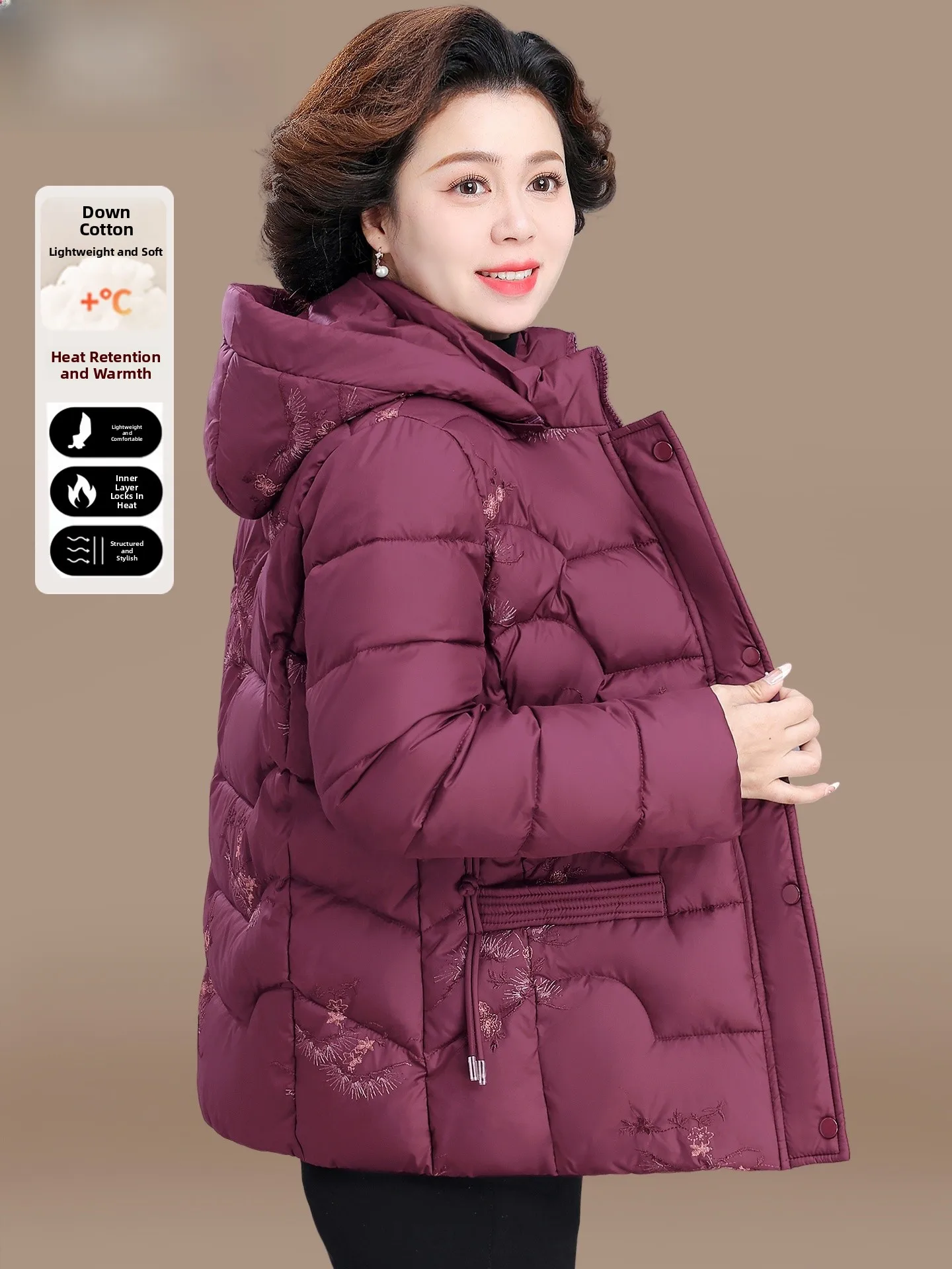 

Sli Mom Winter Clothes Du down Cotton Jaet New 2025 Thi Warm Autumn Winter Outerwear for ly Women Casual Sle...