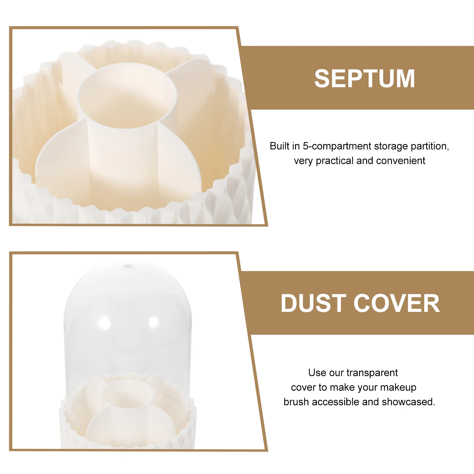 

360 Degree Rotatable Makeup Brush Holder with Lid for Eyeshadow Lipstick Brushes Storage Container Organizer