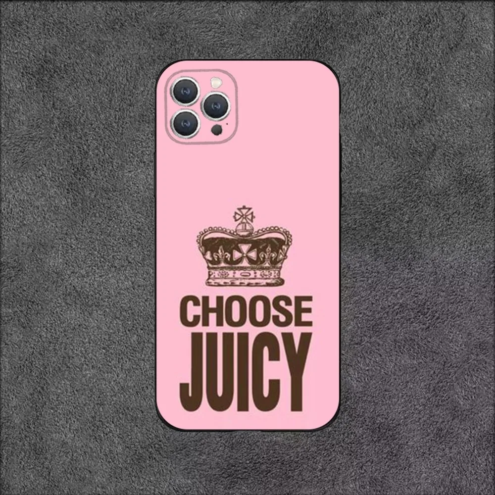 Juicy C-Couture Phone Case For iPhone 16,15,14,13,12,11,Plus,Pro Max,XS,X,XR,SE,Mini,8,7 Soft Silicone Black Cover