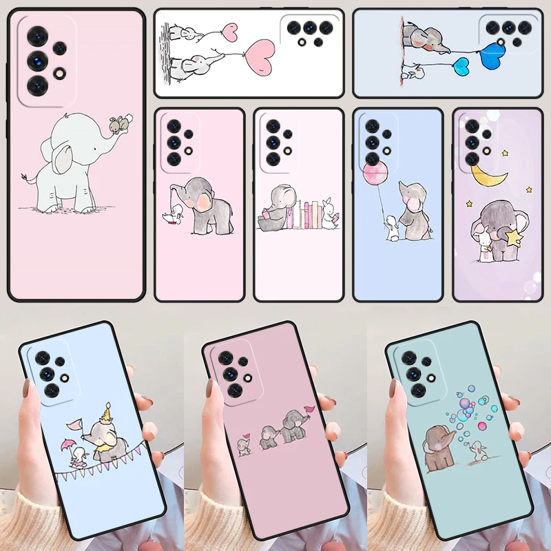 Cute Elephant Coque For Samsung Galaxy A52 A72 A73 A20e A21S A50 A70 A11 A12 A42 A31 A40 A51 A71 A32 A80 A91 Phone Case Cover