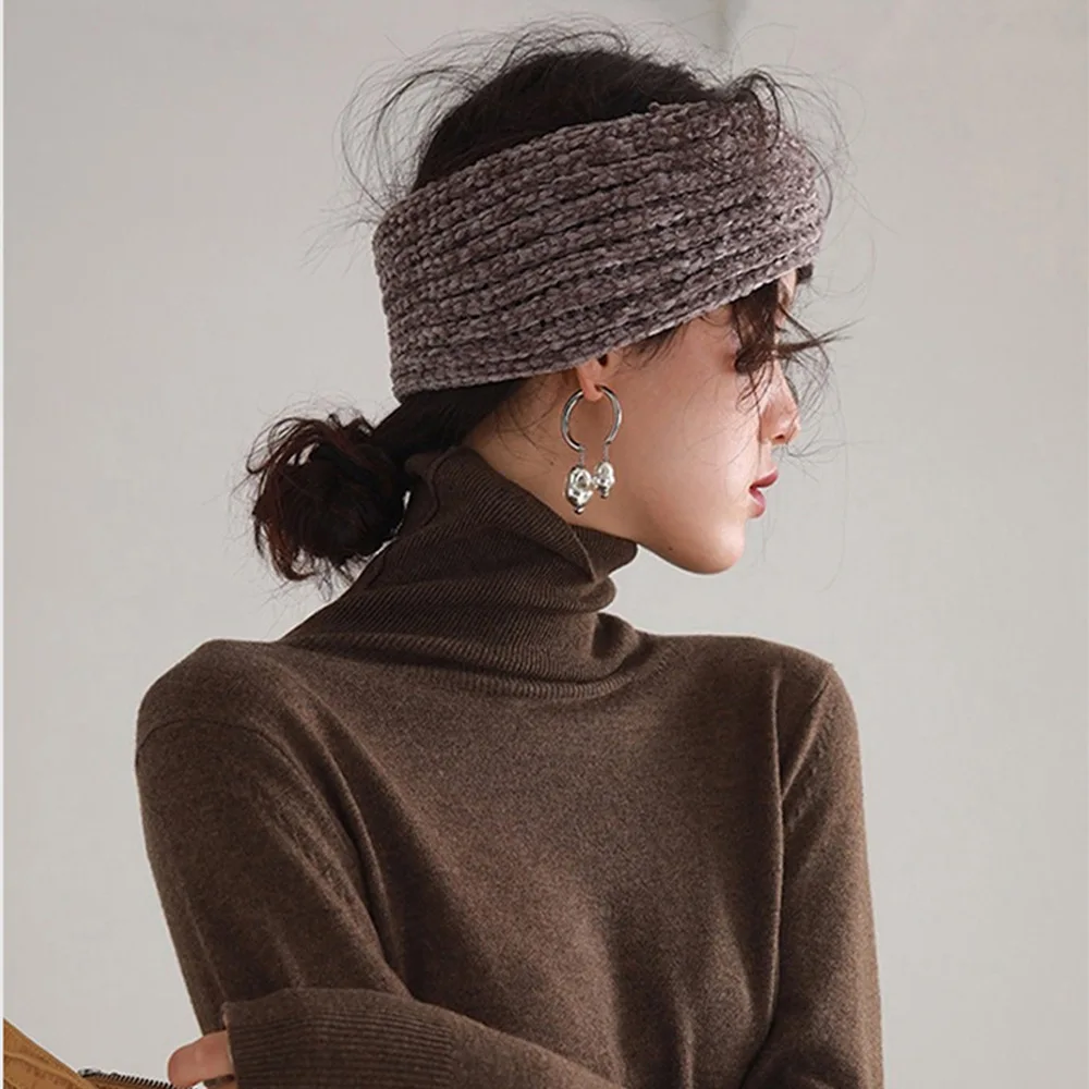 Winter Wool Knitted Headband for Women, Ear Warmer