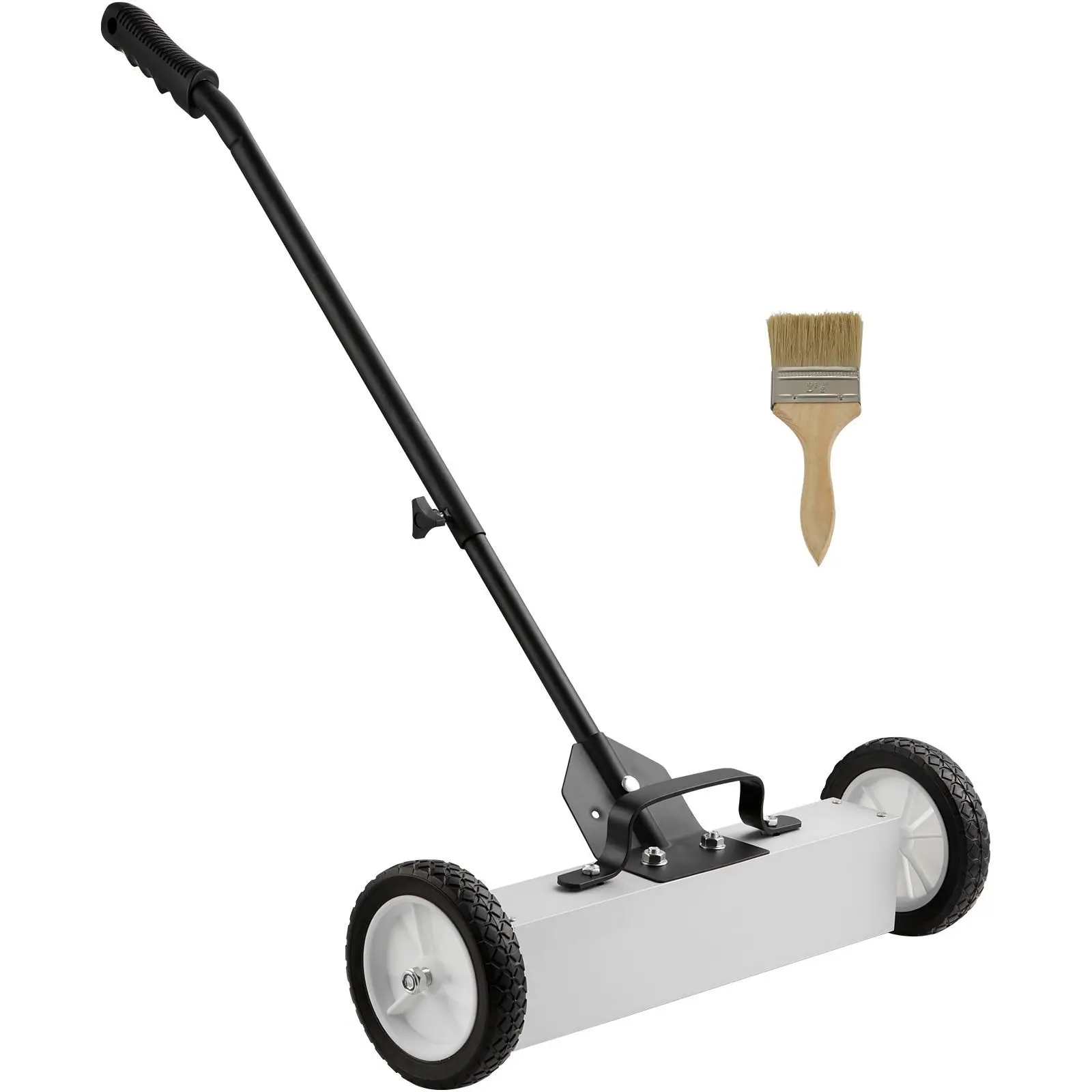 45Lbs Rolling Magnetic Sweeper with Wheels, Push-Type Magnetic Pick Up Sweeper, 18-inch Large Magnet Pickup Lawn Sweeper, Magnet with Telescoping Handle, Easy Cleanup of Workshop Garage Yard