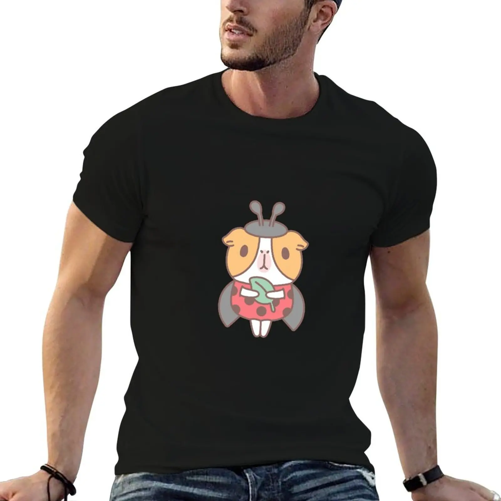 Guinea pig in Ladybug Costume T-Shirt Luxury man Clothing Men's t shirts