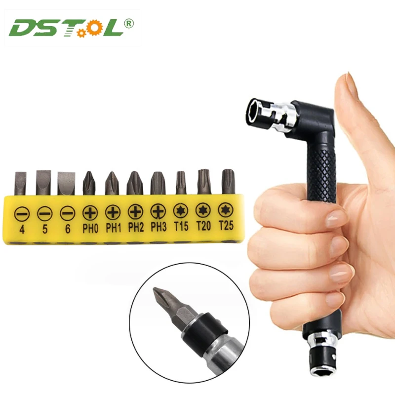 L type 1/4 hexagon screwdriver bit 90 °  Mini Double-Ended Socket Wrench /Screwdriver Head Bit Power Tool Set