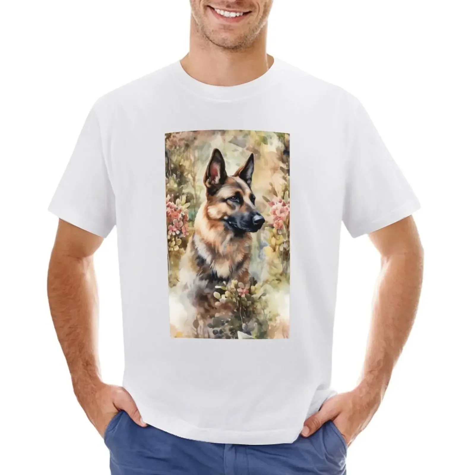 German Shepherd Dog Tshirt Short sleeve tee korean fashion shirts graphic tees Men's cotton t-shirt harajuku men's outfits sale