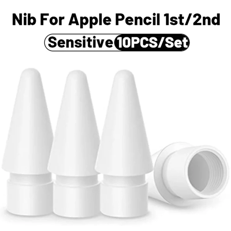 10-1Pcs Replacement Tips for Apple Pencil 1st 2nd Generation IPencil Smooth Spare Nibs for IPad Pro Pencil 1/2 Stylus Fine Nib