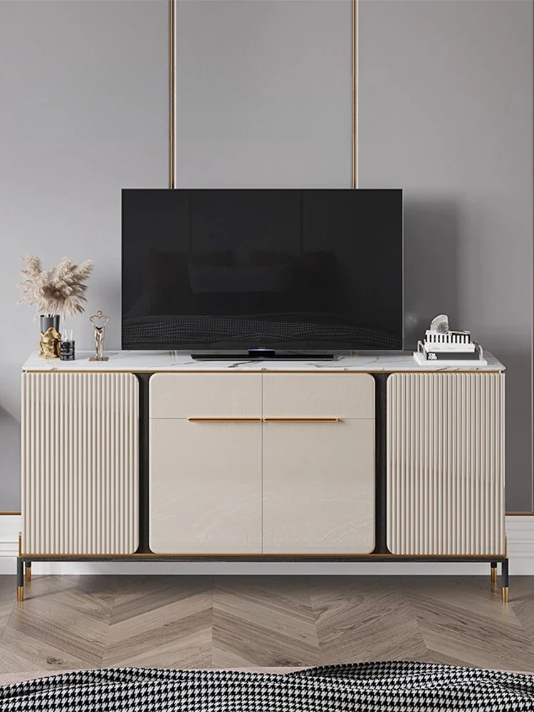 Ultra-thin TV cabinet bedroom, master bed, high-end light luxury storage lockers.