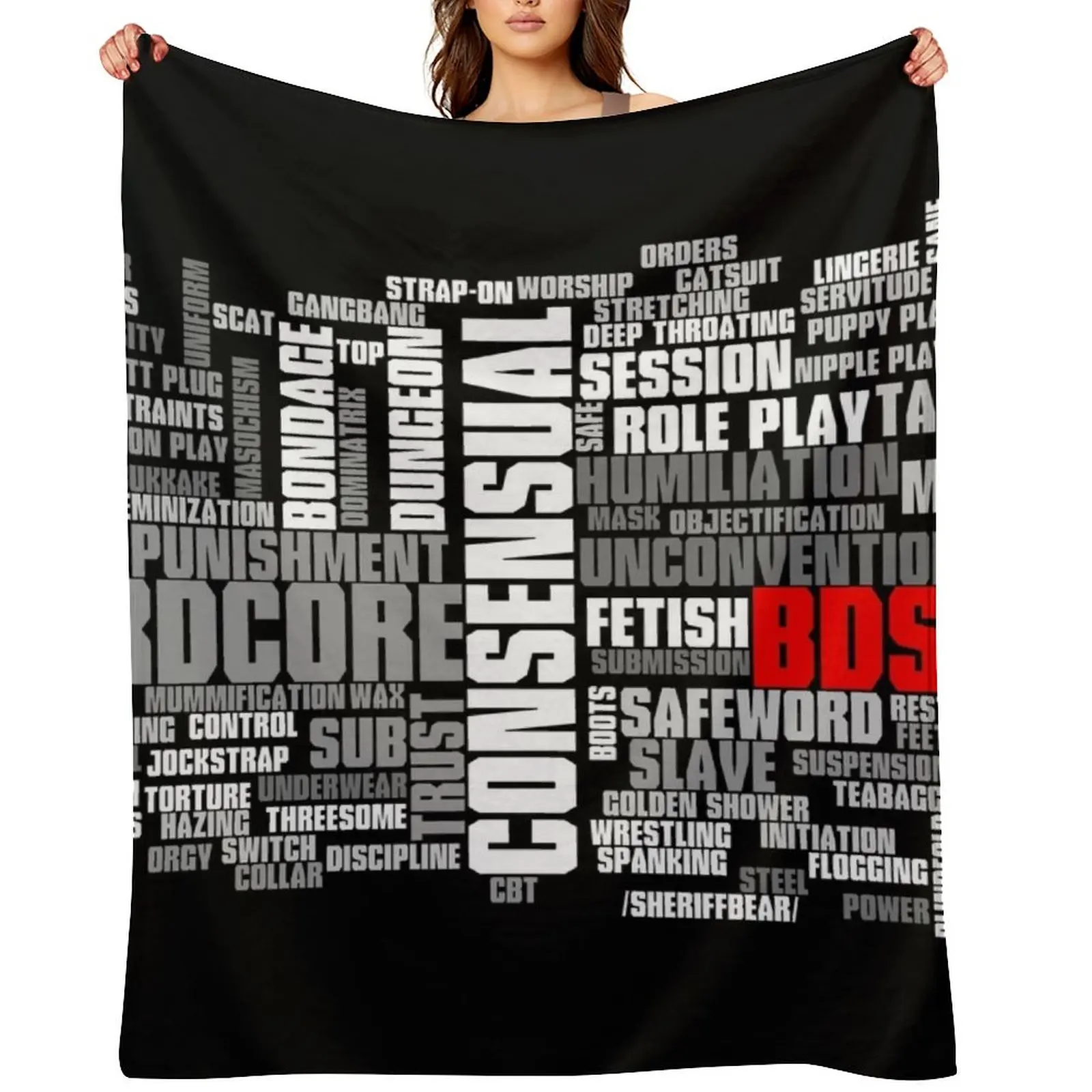 BDSM words cloud Throw Blanket cosplay anime Decorative Sofa Summer Warm Blankets