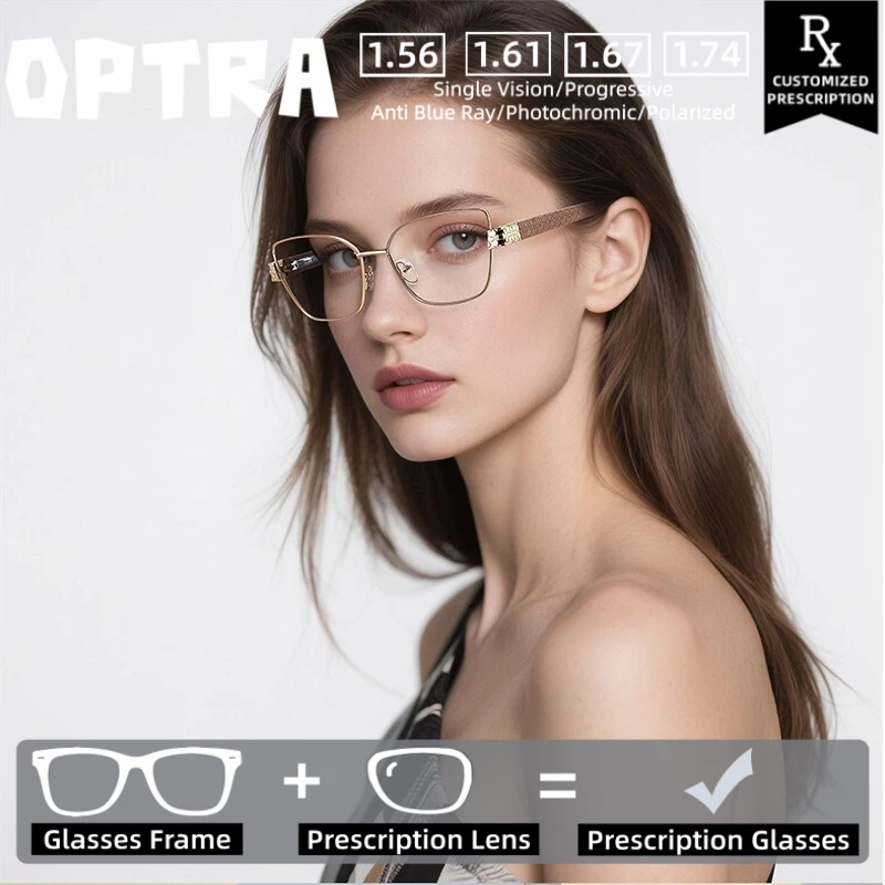 

OPTRA Business Suitable Ultralight Photochromic Myopia Eyeglasses AntiBlue Ray Glasses Customized Prescription Optical Eyewear