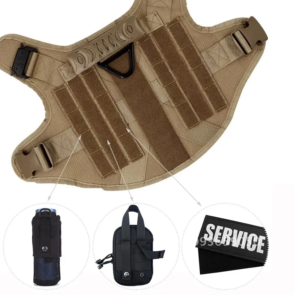 

Large Dog Harness Collar Leash Molle Pouches Pet German For Harnesses Training Walking Malinois Shepherd Dog Vest Medium Dogs