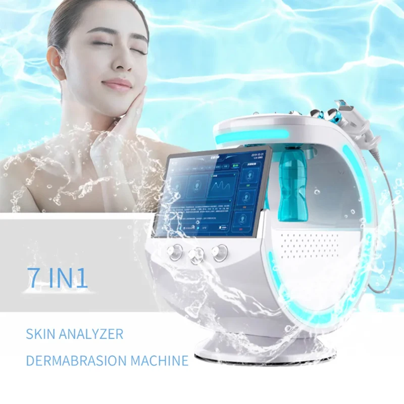 

Multifunctional 7 in 1 Skin Management System Skin Magic Mirror Aqua Facial Clean Ice Blue Hydro Dermabrasion With Skin Analyzer