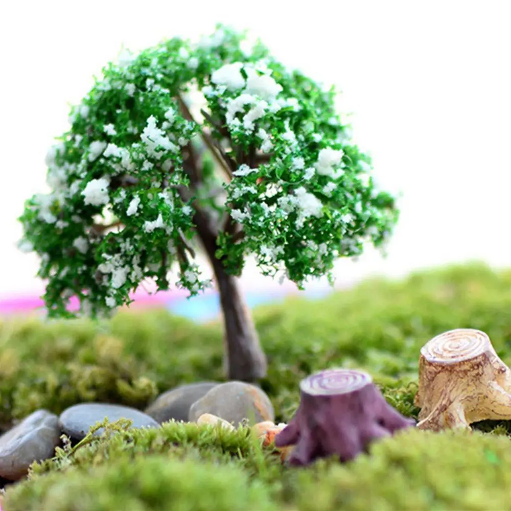 5Pcs Pastoral Resin Moss Terrariums Decoration Crafts Random Tree Stump Figurines Miniatures