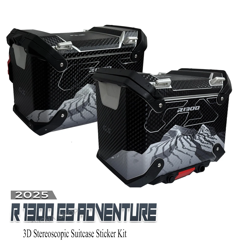 

For R1300GS ADV R 1300GS Adventure Triple Black Sticker Motorcycle Suitcase Stickers Protective Grid Texture Reflective Kit