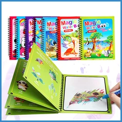 Magic Water Coloring Books Aqua Water Wow Drawing Color Reusable Drawing Educational Toy With Water Pens For Toddlers Kids