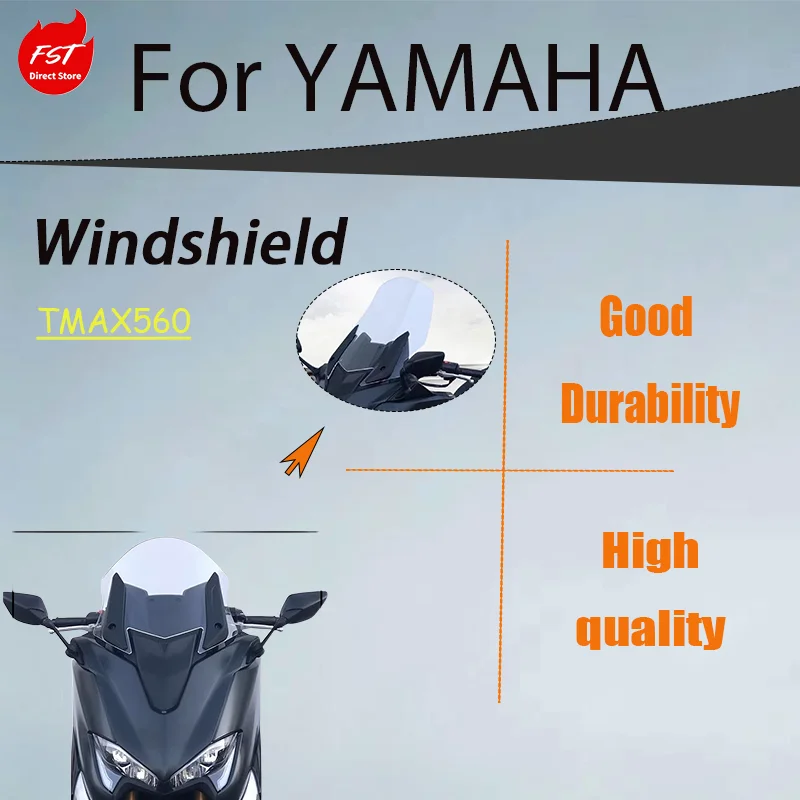 Modified Heightened Front Windshield Imported Glass Wind Screen Compatible with Yamaha TMAX530 DX/SX TMAX560 Scooter Accessories