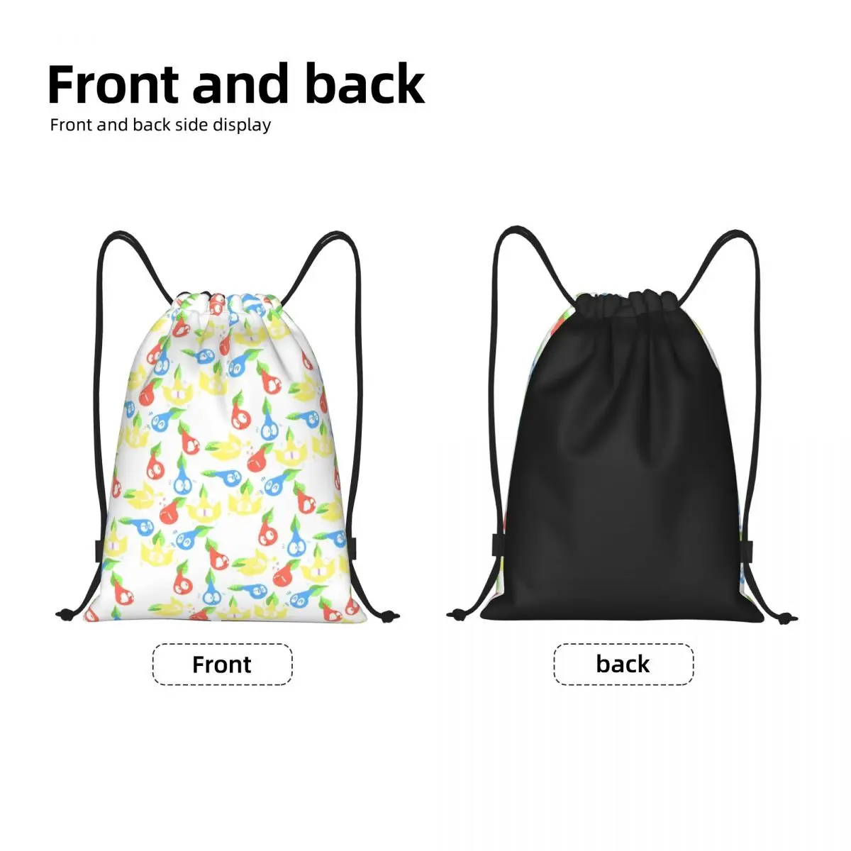 Custom Pikmins Pattern Video Gamer Drawstring Backpack Bags Men Women Lightweight Gym Sports Sackpack Sacks for Shopping