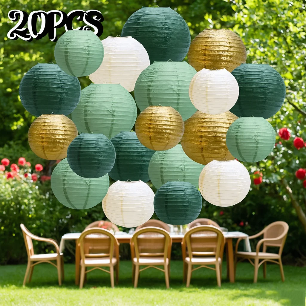 

​20pcs Sage Green Paper Lanterns Party Decor for Graduation Baby Shower Birthday Indoor Outdoor Events Decorations​