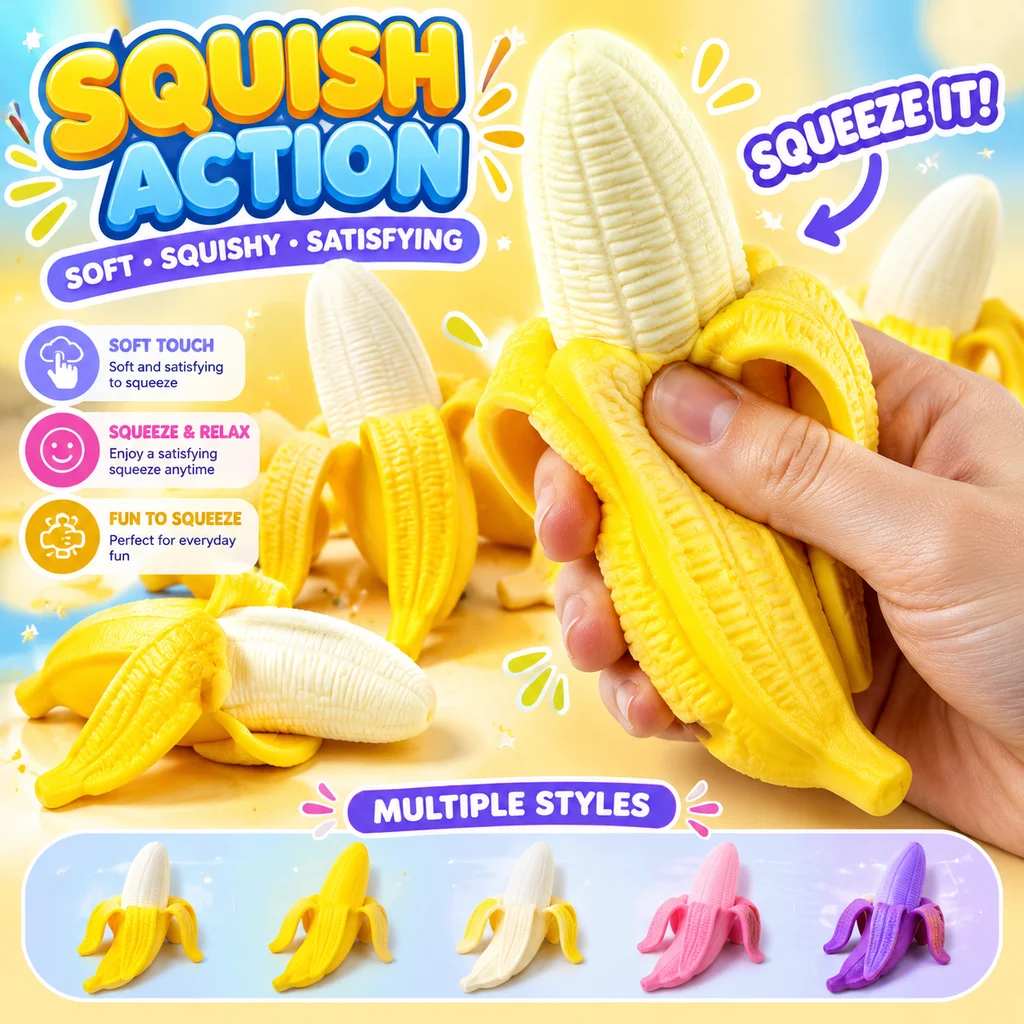Creative Simulation Peeling Banana Stress Relief Stretch Squeeze Toy Slow Rebound Prank Decompression Vent Fidget Squeeze Toy