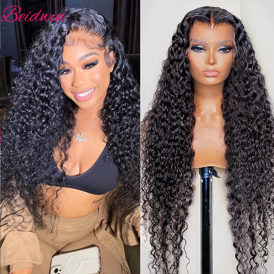 

Water Wave Lace Front Wigs 13x4 Transparent Curly Lace Frontal Wigs For Black Women Pre Plucked With Baby Hair 180% Wet And Wavy