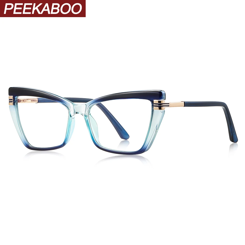 

Peekaboo anti blue light glasses vintage cat eye clear lens gradient frame square eyeglasses fashion women TR90 black gift