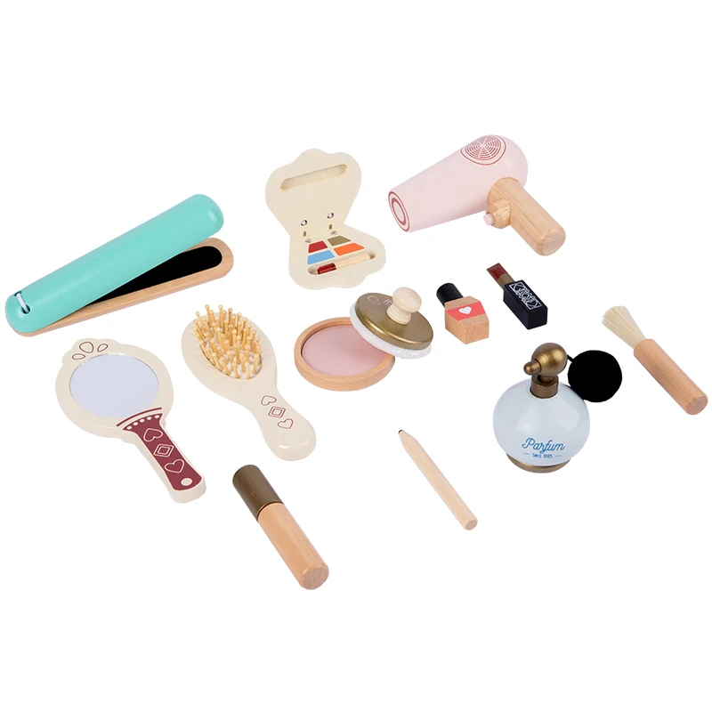 Ragazze simulazione di legno Kid Makeup Set bambini ragazze gioco rossetto Beauty Bag educazione Montessori gioca custodia cosmetica giocattoli regalo