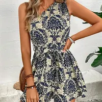 Women's V Neck Short Sleeve Jumpsuit Plant Print bohemian Summer Casual Comfortable Daily Wear for Picnic Parties Outings - Image 2