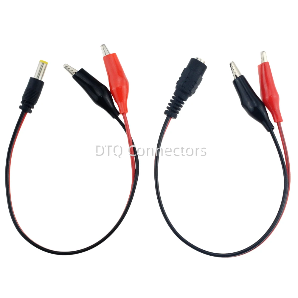 Alligator Clip To DC Power Plug Connector Adapter Plug 25CM Test Leads Wire DC 5.5*2.1mm Clips Crocodile Male Female Connect