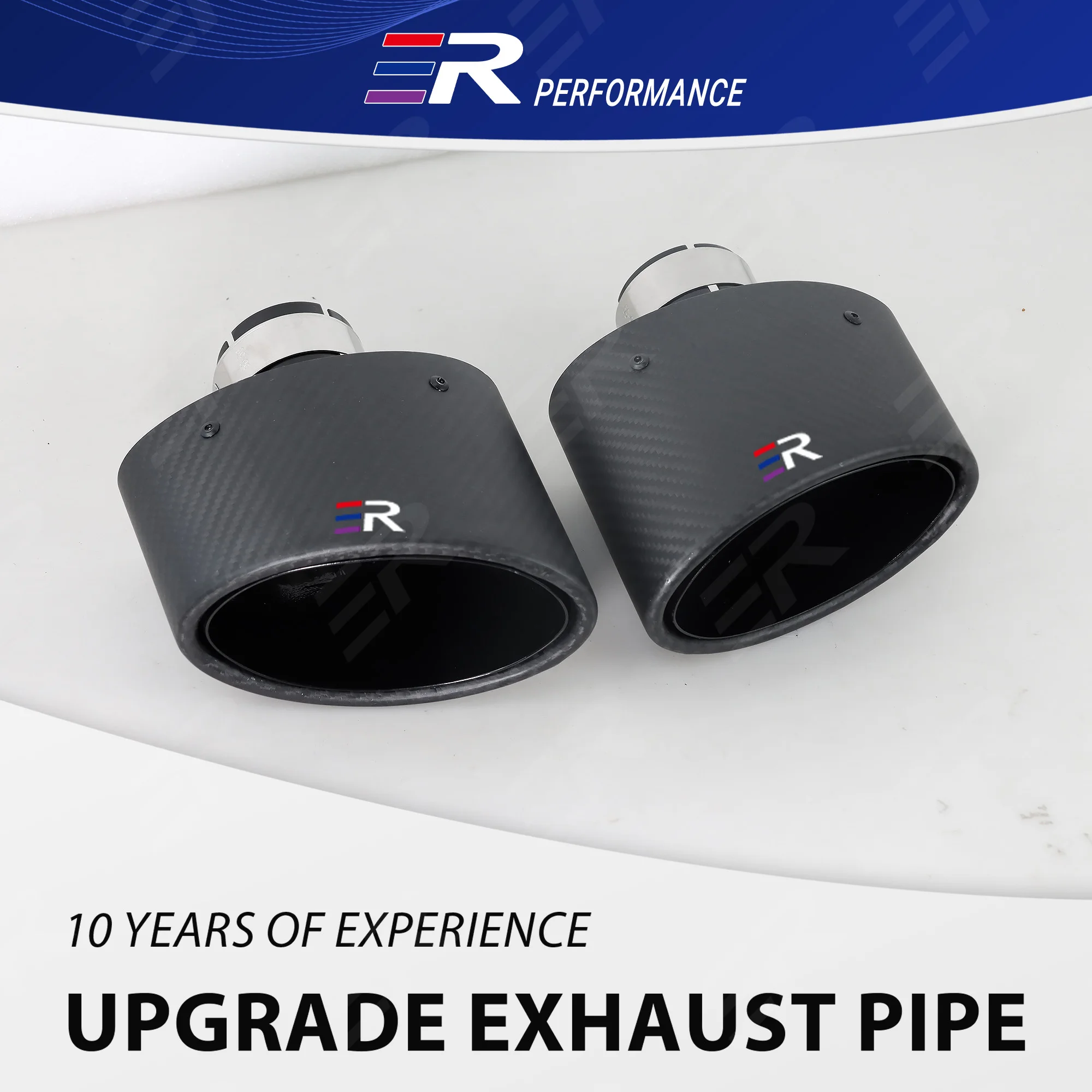 

ER Genuine Matte Carbon Exhaust Tip Upgrade Oval Outlet Stainless Steel Mufflers nozzle for Universal Car Tail Pipe Modification