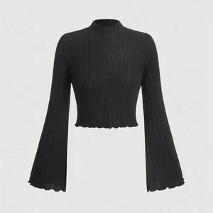 Frauen langer Mang Mang Mang Mock Hals Boste-Malha Hart Harary Frühling Frühling Herbst 2024 Feinkoffer Hemd y2k Hemd 10 Hauptverkaufsbluse Malhar - №8