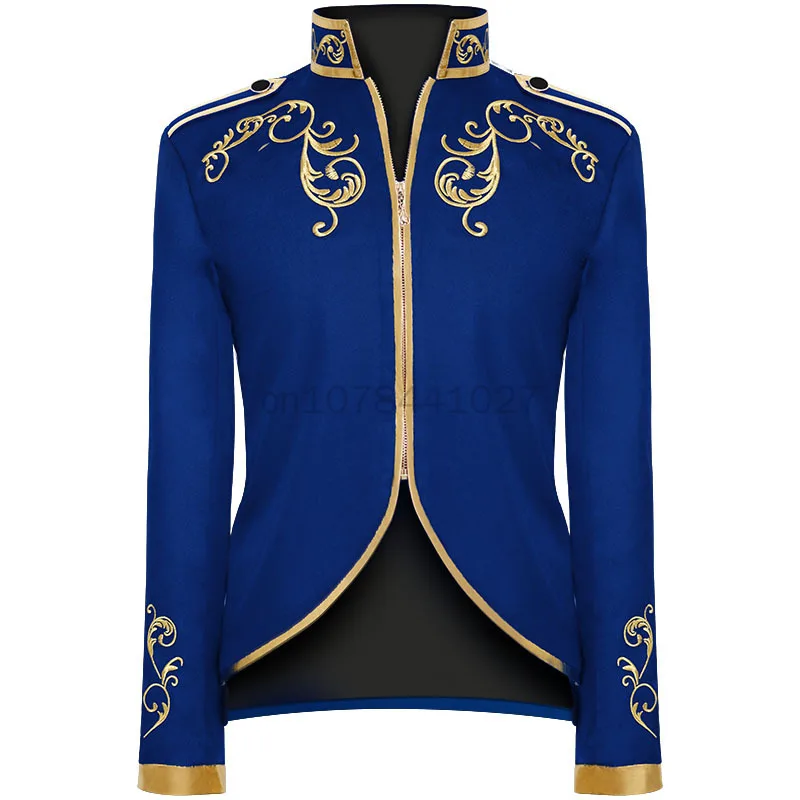 2023 Medieval Cosplay Golden Embroidery King Prince Renaissance Halloween Costumes Jacket Outwear Suit Red Black Blue White