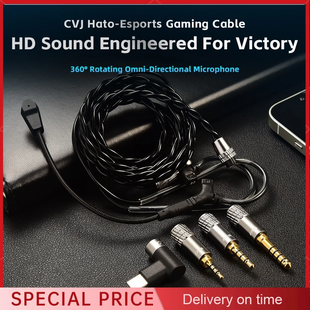 CVJ Hato Detachable Boom Microphone Earphone Cable for IEM Audio Pickup Gaming  Esports Livestreaming with Mic for TRN KZ