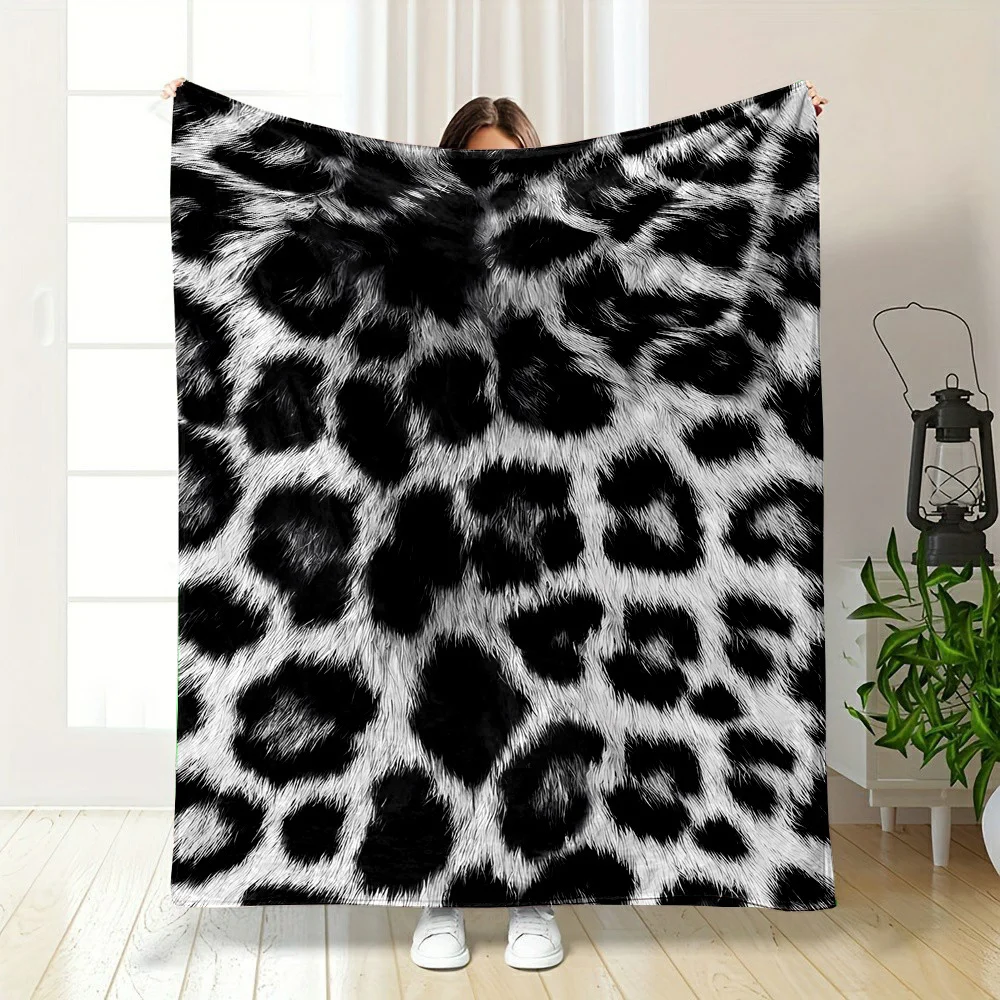 ​​Zebra Animal Print Fleece Blanket - Reversible Black & White Design for All-Season Comfort, Wild Style Gifting & Home Decor​