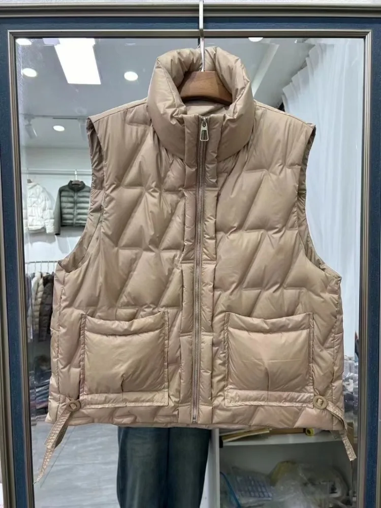 Autumn and Winter New Sleeveless Vest Down Jacket Women 90% White Duck Down Fashion Casual 2024 Women Vest Jacket Coat