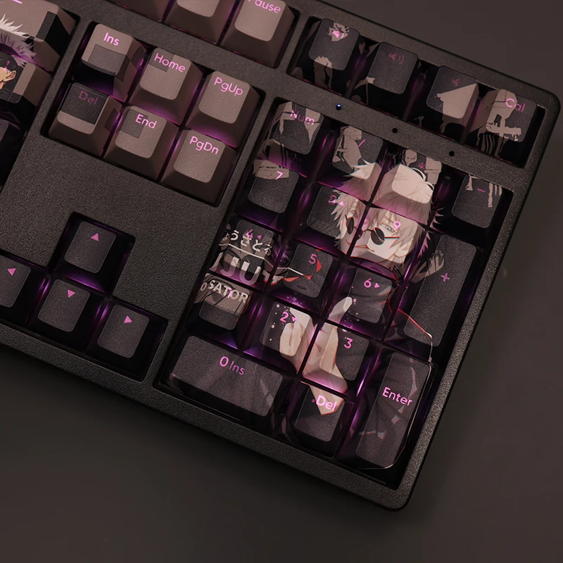 Imagem -05 - Jujutsu Kaisen Satoru Gojo Anime Game Keycaps 108 Teclas Linguagem Rgb Material Pbt Perfil Cereja Caps Teclado Mecânicos