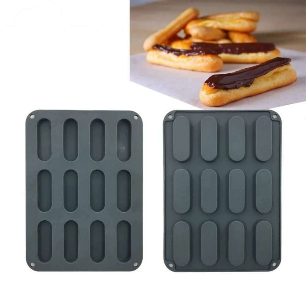 New Arrival Silicone Finger Eclair Mold Non-Stick Long Oval Bar Mould For Mini Finger Cake Chocolate Biscuit Dessert Baking Tool