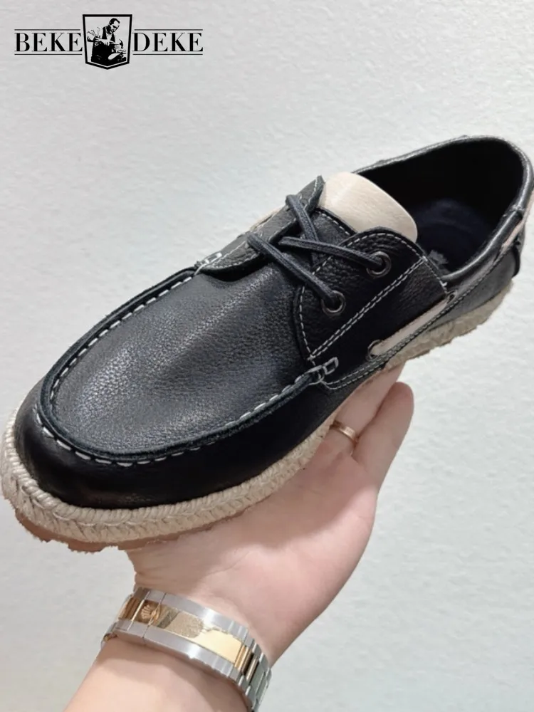 

Однотонная повседневная обувь ручной работы из воловьей кожи в стиле ретро с круглым носком, модная мужская удобная обувь на платформе из натуральной кожи