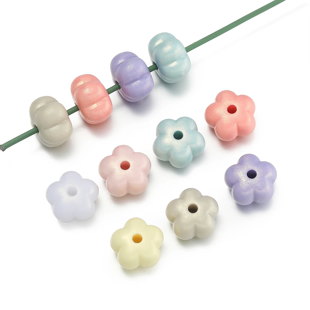 20Pcs 8*12.5*13mm Flower Shape Beads Acrylic Spacer Beads for Jewelry Making DIY Bracelet Necklace Earring Accessories