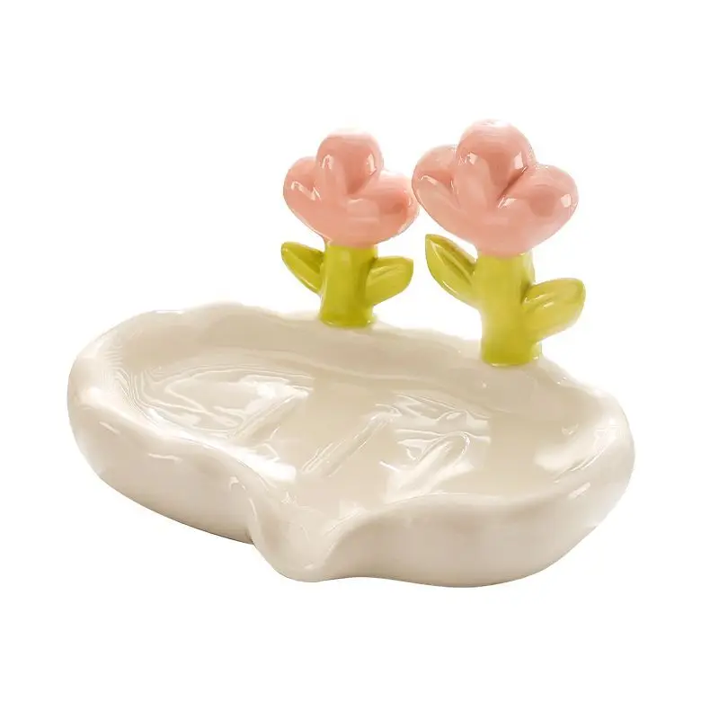 

Cute Super Cute Flower Soap Box, Household Drain Soap Box, No Punching New Ceramic Soap, Shelf