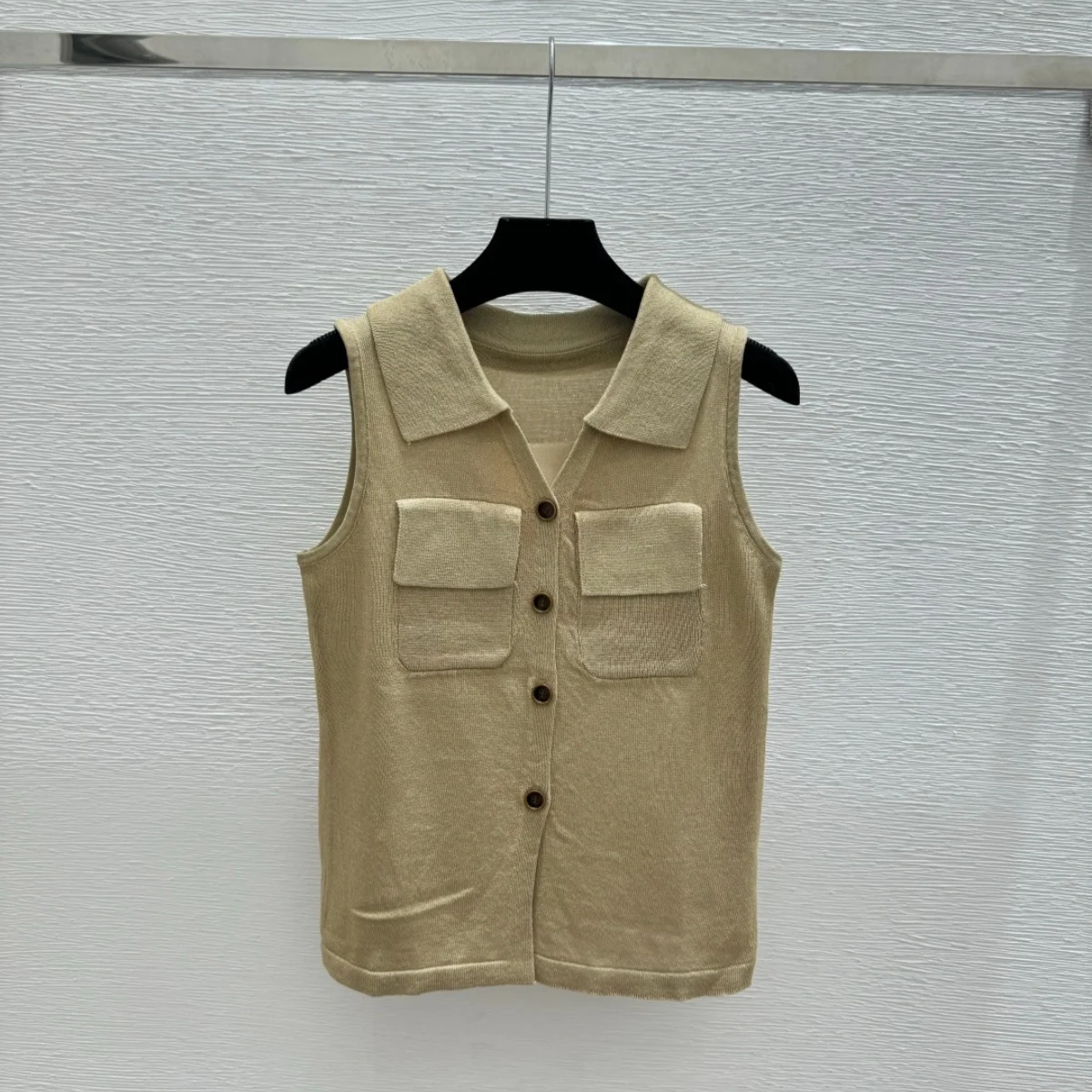 2026 High quality women's sleeveless single breasted double pocket commuting vest cardigan--hb804