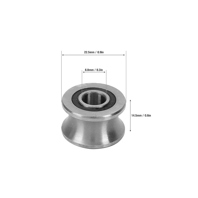 1Pcs U Groove Round Bottom Bearing Guide Track Roller Wheel Stainless Steel Guide Steel Bearing Pulley Bearing Wheel Rail Ball