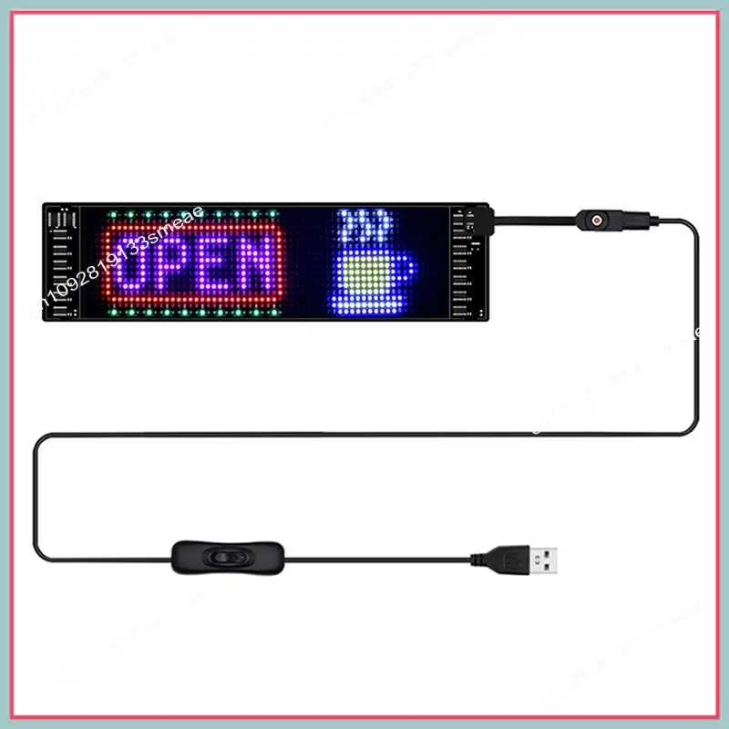 N94R Display Flexível LED USB 5V 16X 96 Resolução RGB Animação de Texto de Rolagem Para Publicidade Carro Casa 9,2X 37,2Cm