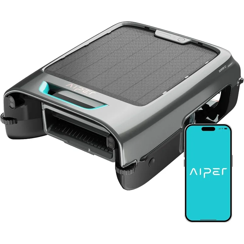 AIPER Surfer S2 Espumadera solar robótica para piscina con soporte para aplicaciones, limpieza 24/7, modos de carga duales, evitación inteligente de obstáculos