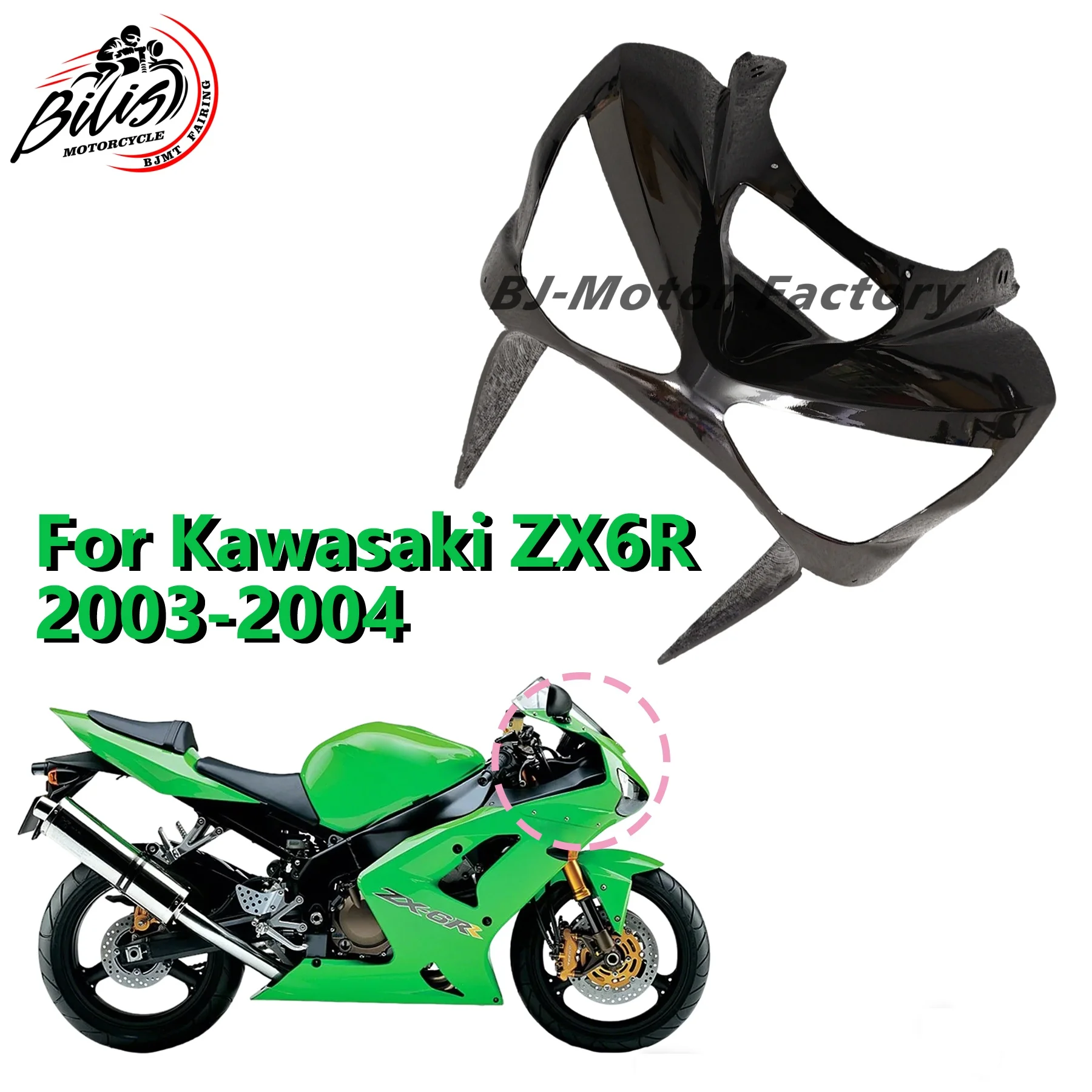 

ZX6R Front Nose Fairing Headlight Cover Cowl Panel Motorcycle Accessory For KAWASAKI ZX 6R 636 ZX6R ZX-6R 2003 2004