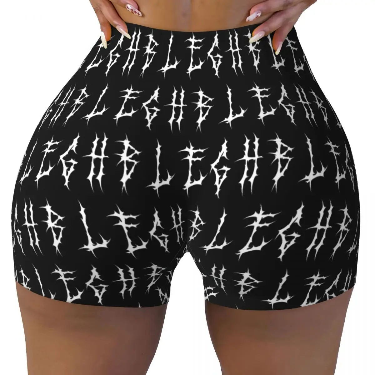 Custom Blegh Heavy Metal Funny Metalcore Deathcore Death Metal Singer Yoga Shorts Women Gym Workout Running Athletic Shorts