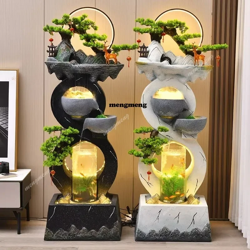 Y136 Flowing Ornaments Circulating Water Modern Light Luxury Home Decor Living Room Floor To Ceiling Landscape Decorations