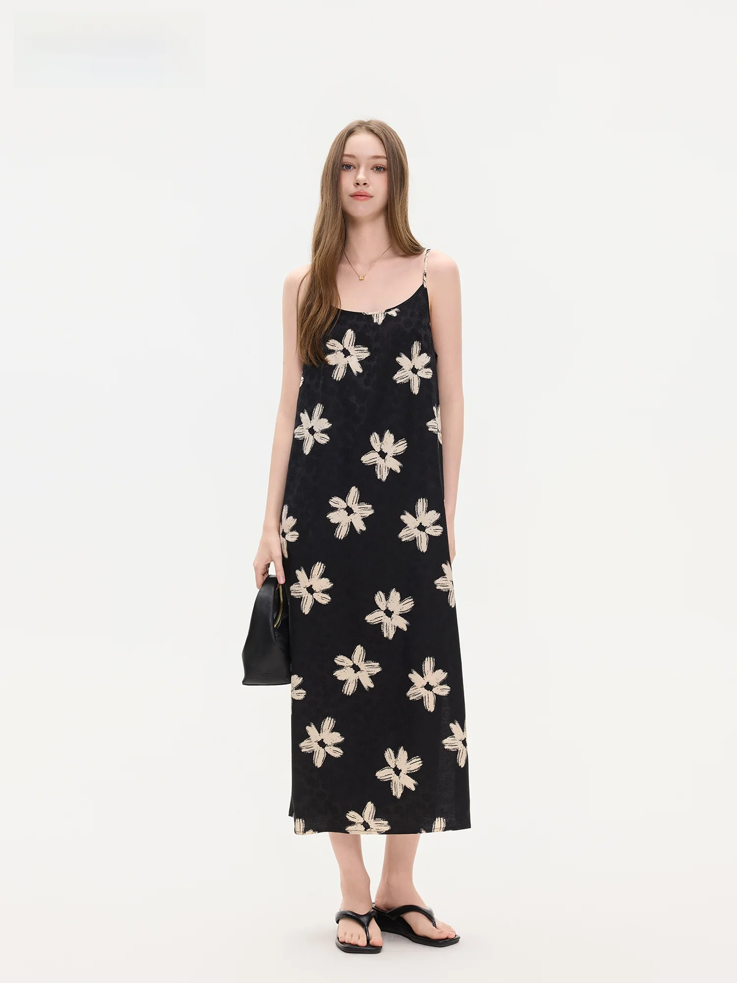 

Ikyou Summer New Loose Slimming Floral Print Halter Dress Women's Design Sensation Long Gown French Style Breathable Soft Pol...