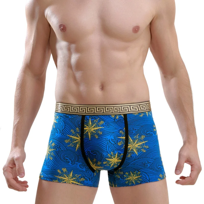 Men's Boxers Stars Printed Panties Summer Sports Breathable Underwear Pouch Bulge Underpants Male Knickers Stretch Shorts