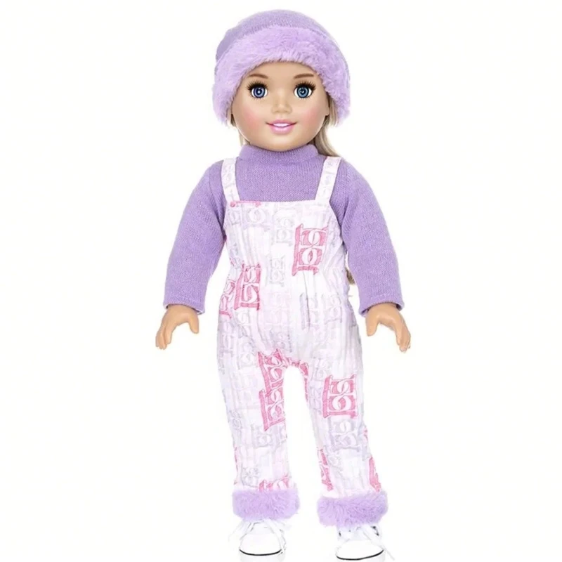 Practical Lavender Pajama Set Fashion Accessory for 18 Inch Dolls with Soft Plush Lovely Puppy Slipper Daily Use W3JF